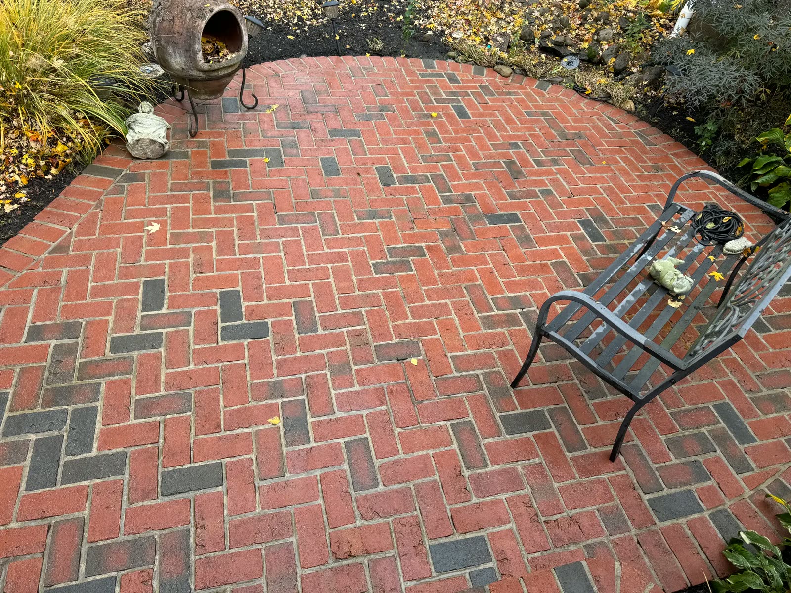 Brick paver patio power washing in Akron, Ohio